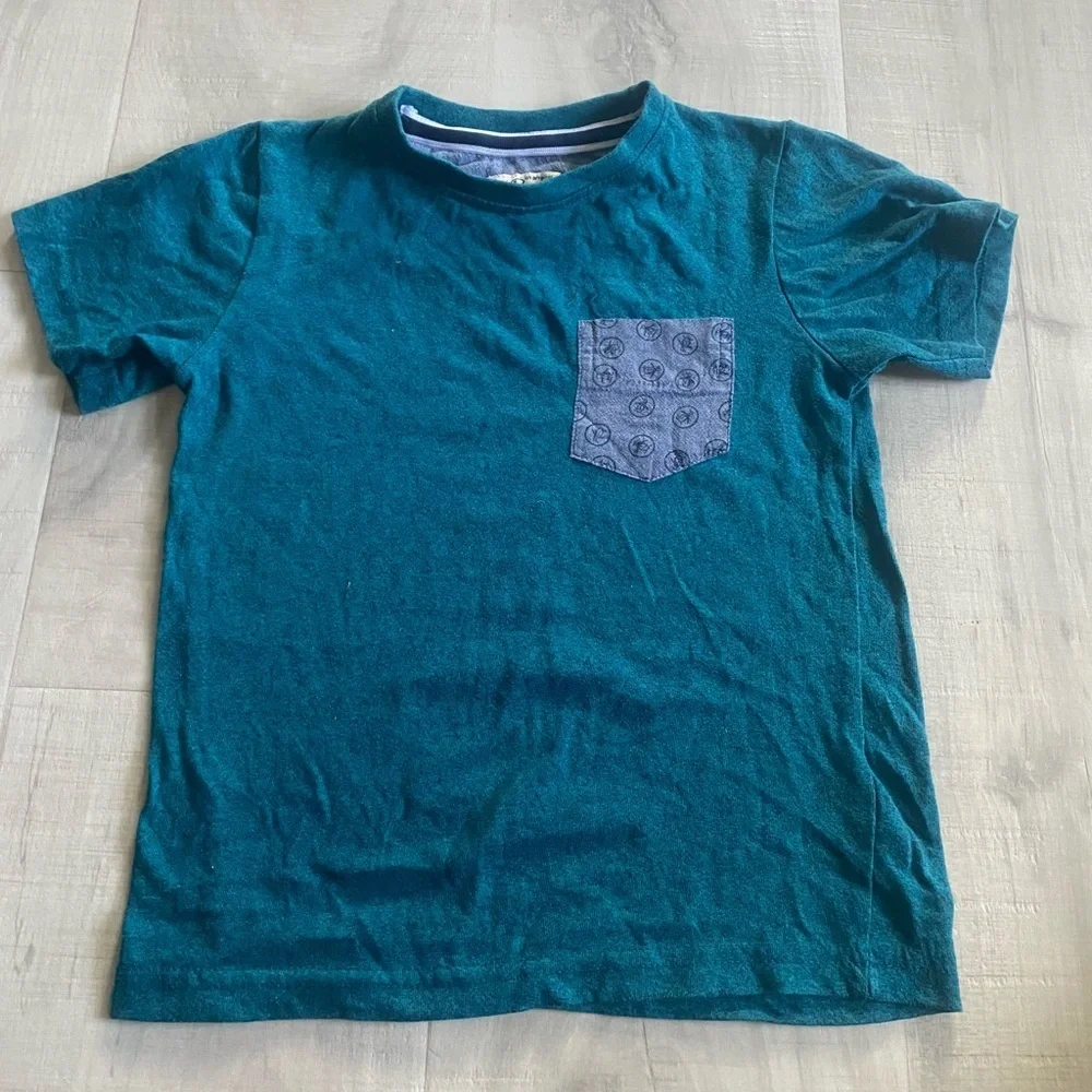 Teal Kids T-Shirt with Pocket boys 5T